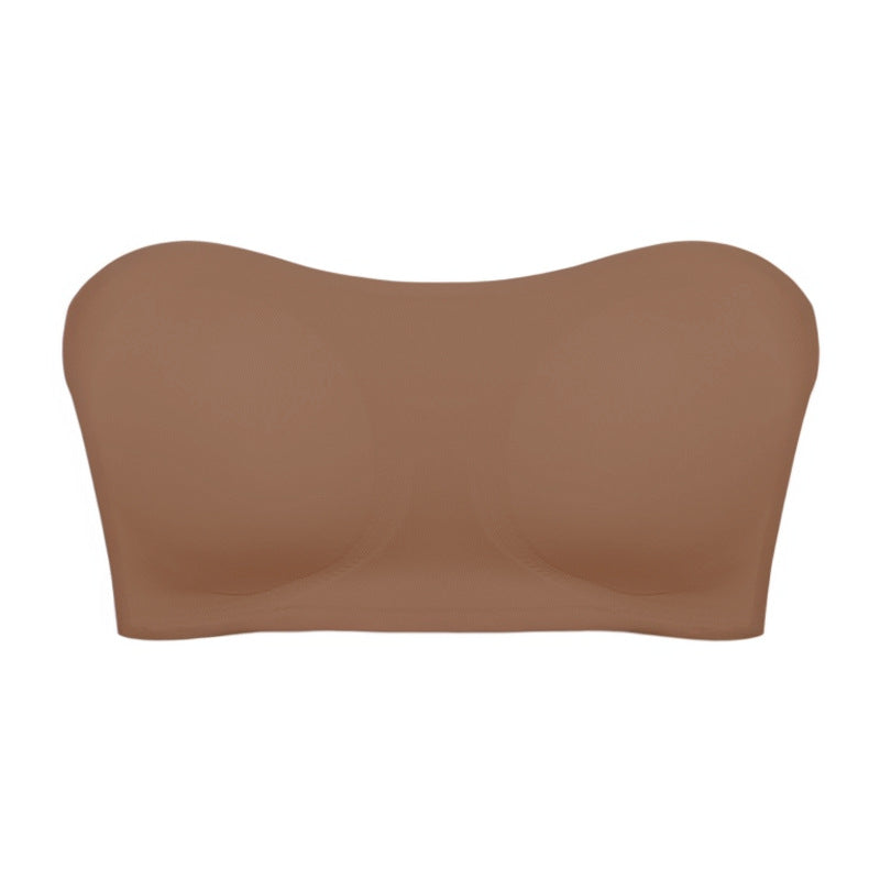 Soutien-gorge sans bretelles femme - Style bustier, fermeture croisee, bonnet mousse confortable