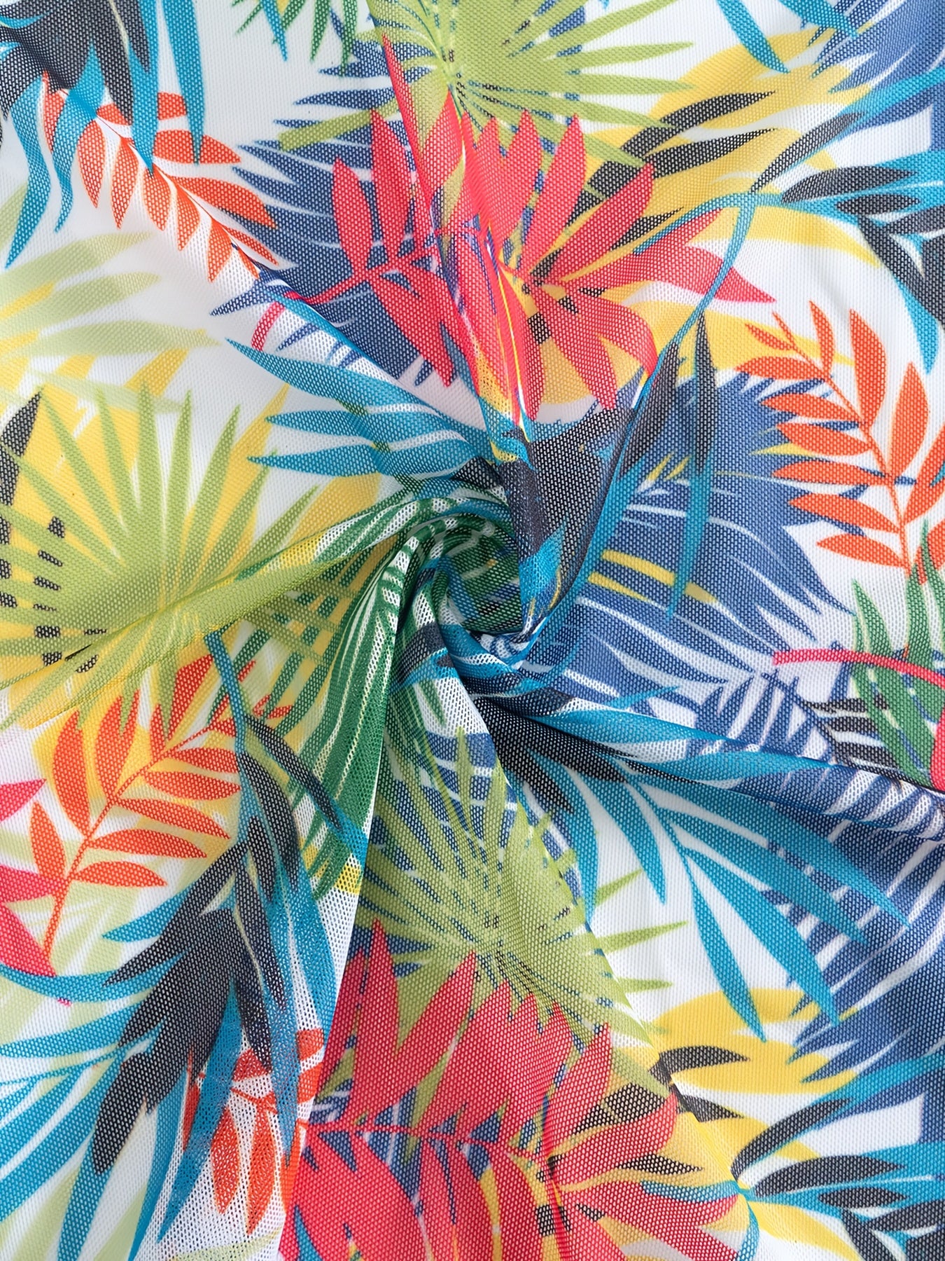 Ensemble Bikini 3 Pieces Femme - Motif Tropical, Col en V, Manches Longues