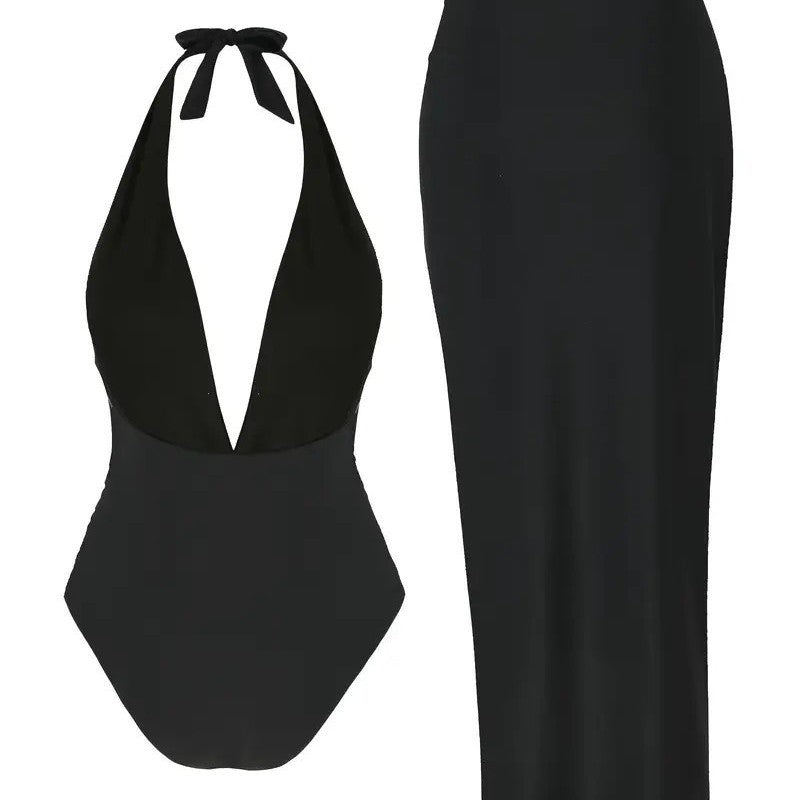 Robe Femme Elegante Polyester - Noir Rouge Blanc - Plage et Soiree