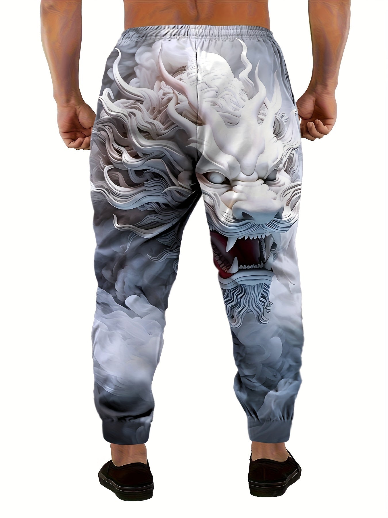 Pantalon Homme Imprimé Dragon 3D — Coupe Ample 100% Polyester | S-XXL | Style Audacieux
