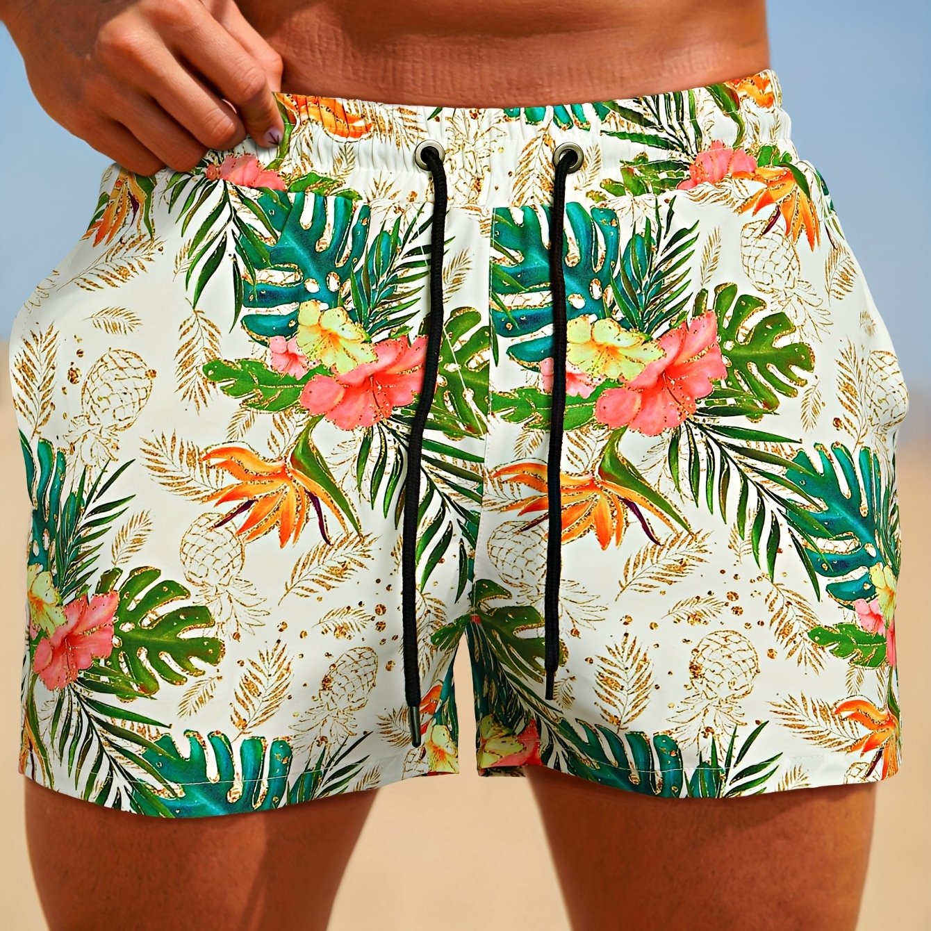 Short de Bain Homme Imprime Floral - Ceinture Elastique, Doublure Maille, 95% Polyester, Style Sport, 5 Coloris, FR XS au FR XXL