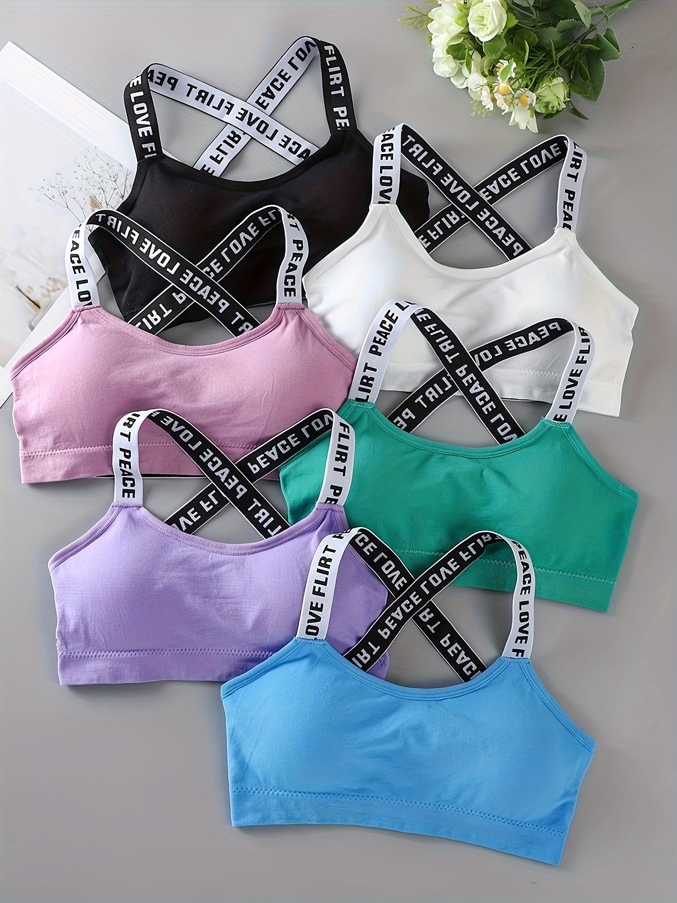 Lot de 6 Brassières de Sport Imprimées JOINBUY – Bretelles Croisées, Rembourrage Amovible | Yoga & Fitness | S au XXL