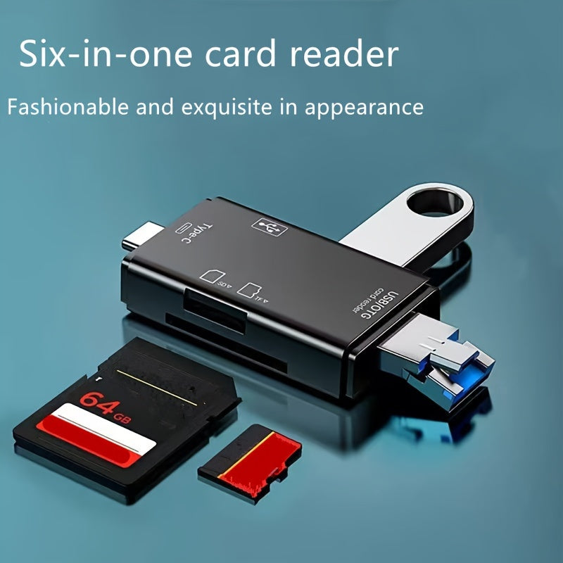 Lecteur de cartes OTG multifonction 6 en 1, adaptateur de carte SD/TF et clé USB - Topdecheztop.fr