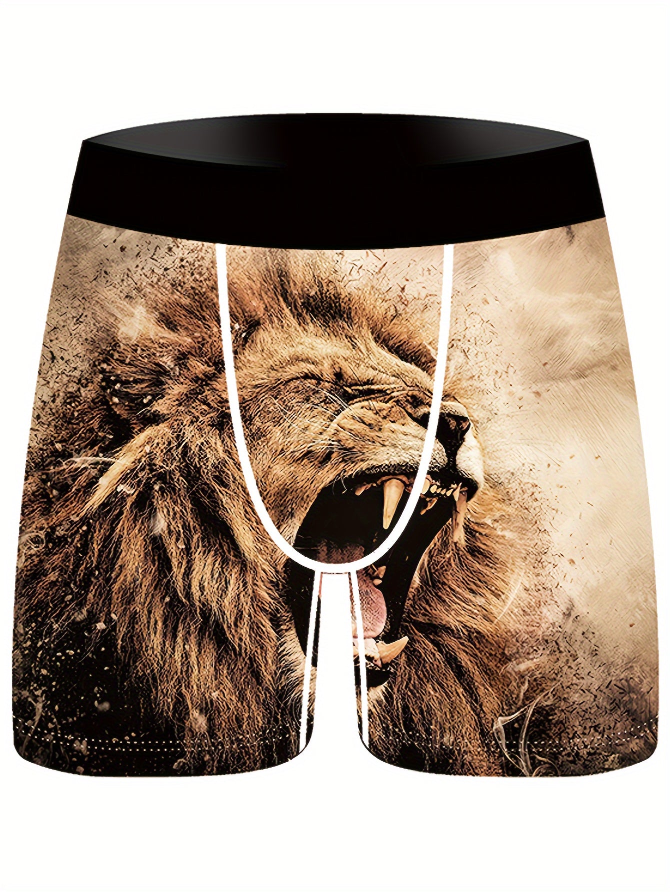 Lot de 3 Boxers Shorty Homme — Fibre Ice Sliky, 95% Polyester, Imprimé Lion, S-XXXL