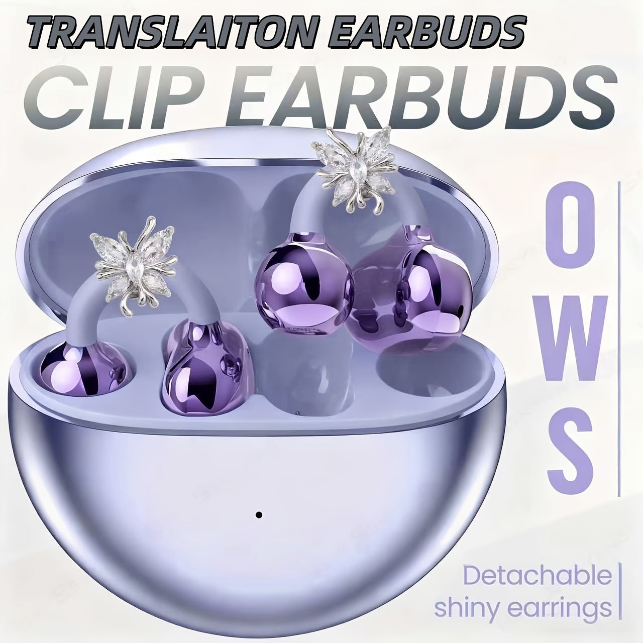 Ecouteurs Bluetooth 5.3 Sans Fil Traduction Multilingue 50h - Boucles Oreilles Pierres Micro Integre