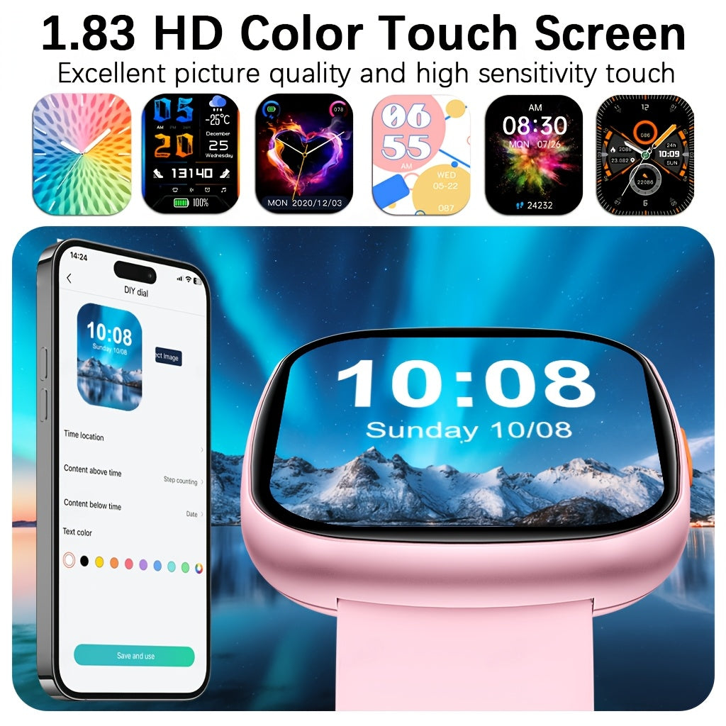 Montre Connectee Sport Ados Adultes Ecran IPS 1.83 Pouces - Appels Sans Fil, Meteo, Musique, Modes Sportifs, Bluetooth 5.0, 4 Coloris