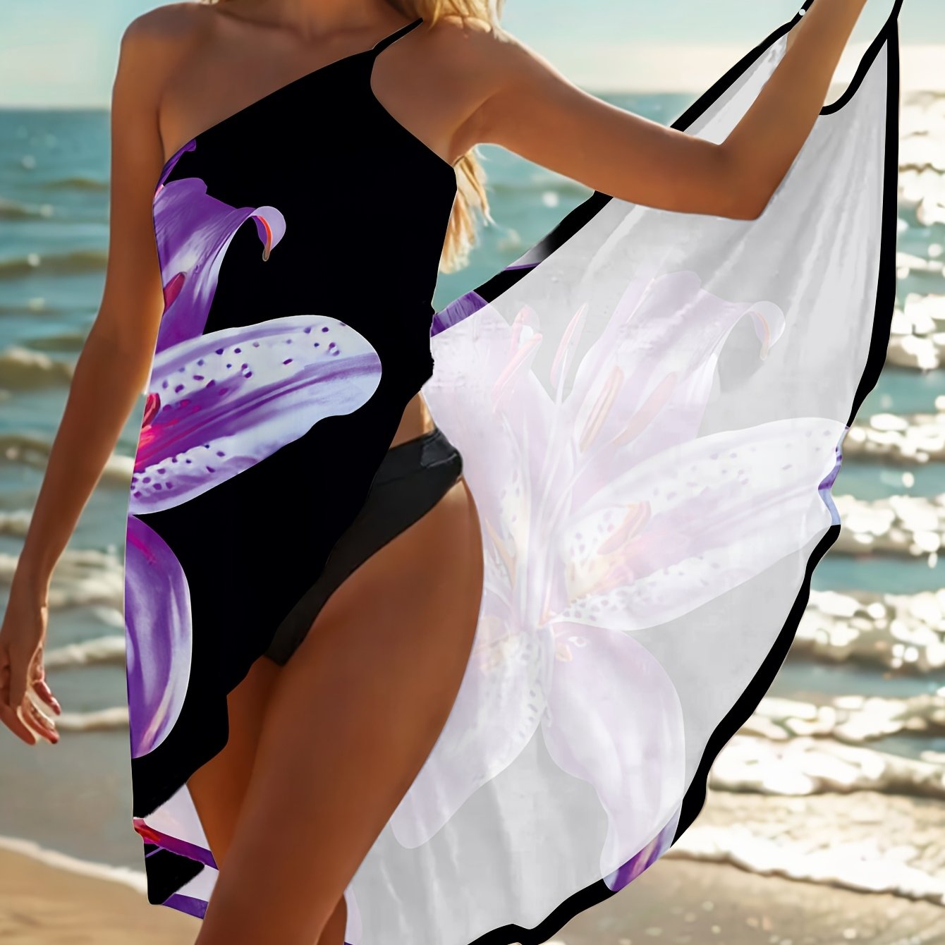 Pareo Femme Floral Cache-Cou - Tissu Leger, Style Decontracte, 3 Coloris, S au XXL