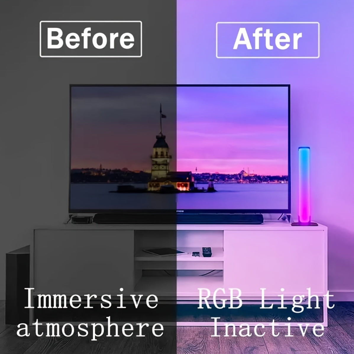 Barres lumineuses LED intelligentes, lot de 2, RVB avec synchronisation musicale - Topdecheztop.fr
