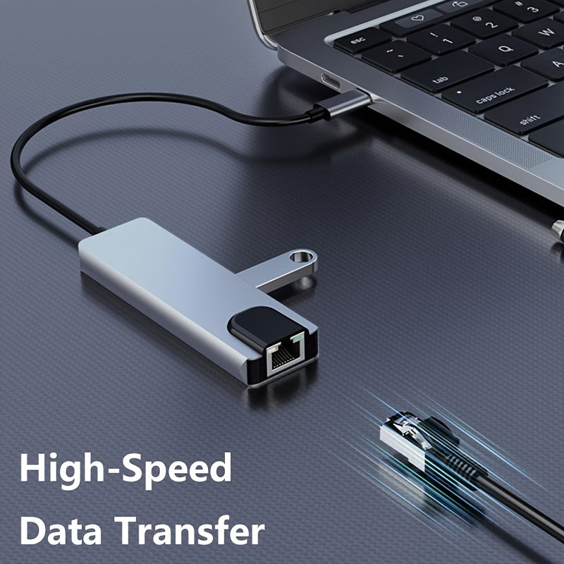 Hub USB-C 5 en 1 - HDMI 4K Ethernet 4 Ports USB Type-C