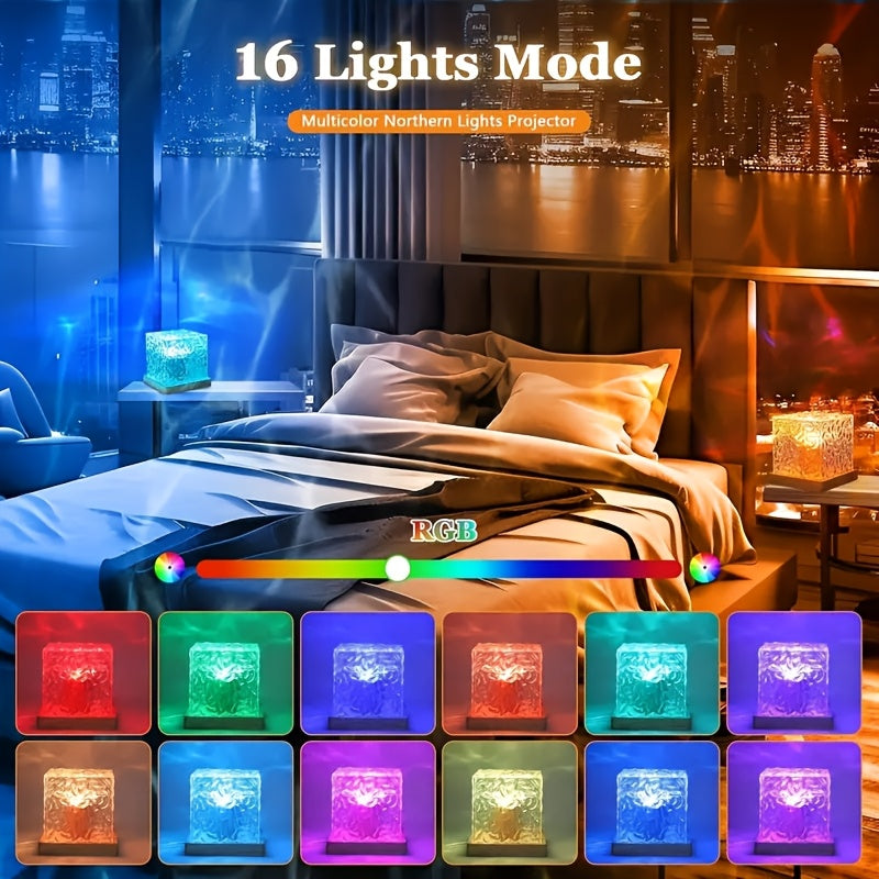 Projecteur de lumière nocturne 16 couleurs, cube lumineux en cristal - Topdecheztop.fr