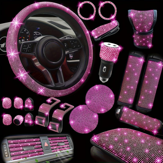 Kit 30 Strass Decoration Interieur Voiture - Volant & Grilles d'Aeration