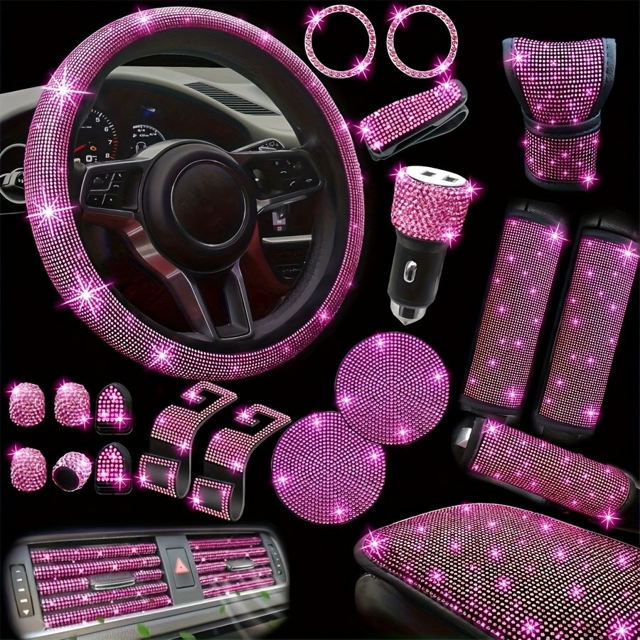 Kit 30 Strass Decoration Interieur Voiture - Volant & Grilles d'Aeration