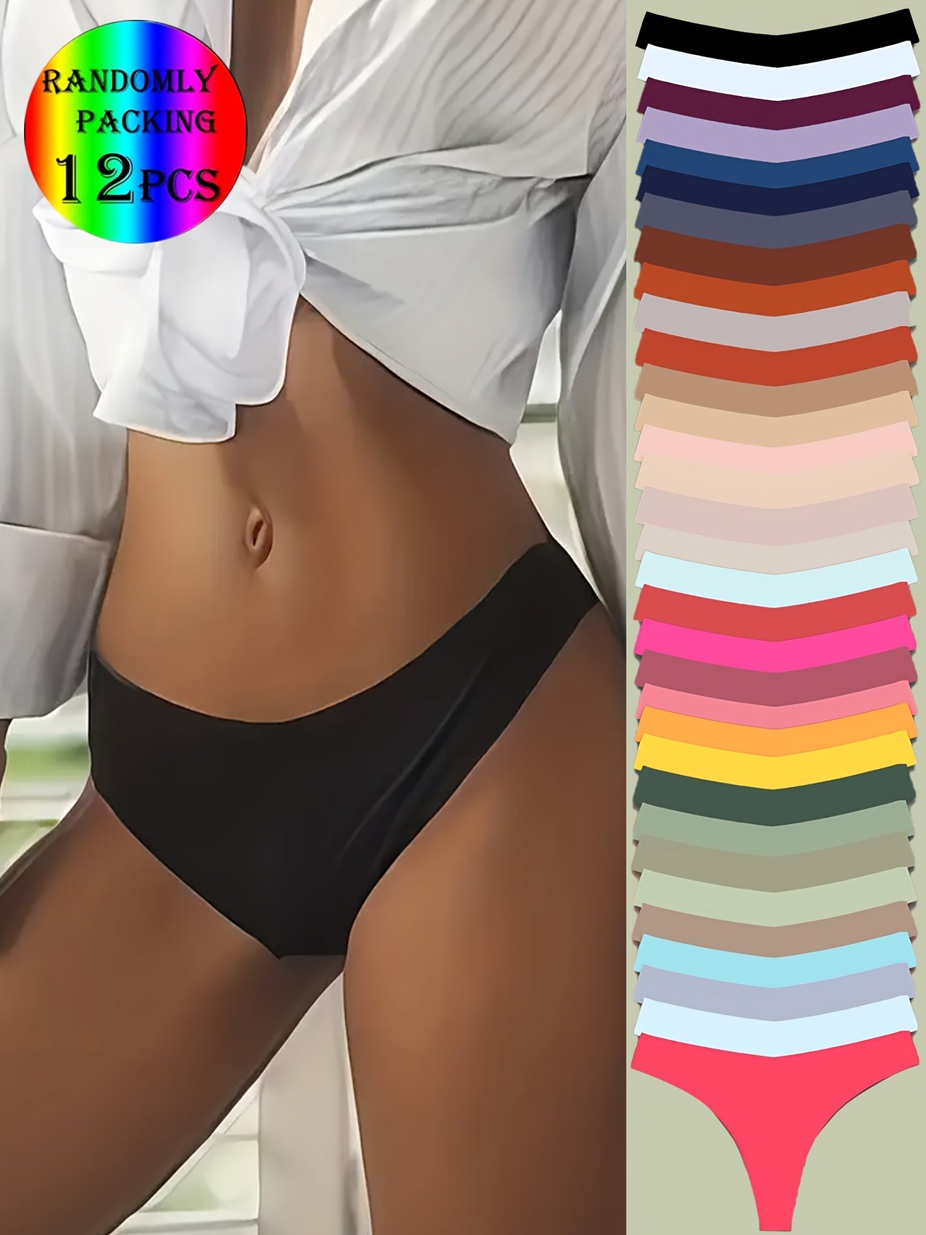 Lot de 12 Culottes Sexy Sans Coutures Femme - Taille Basse Confort