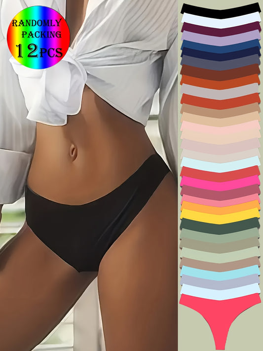 Lot de 12 Culottes Sexy Sans Coutures Femme - Taille Basse Confort