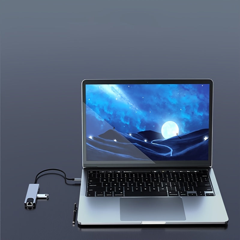 Hub USB-C 5 en 1 - HDMI 4K Ethernet 4 Ports USB Type-C
