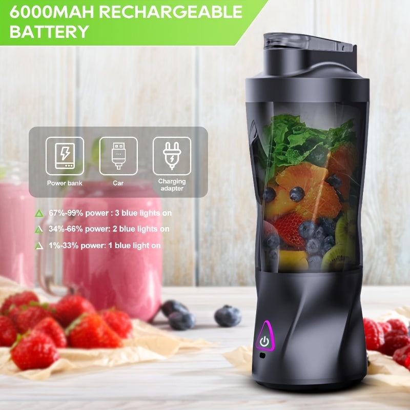 Mixeur extracteur de jus portable rechargeable USB 700 ml - Lames inox, 22000 tr/min, smoothies milkshakes, noir