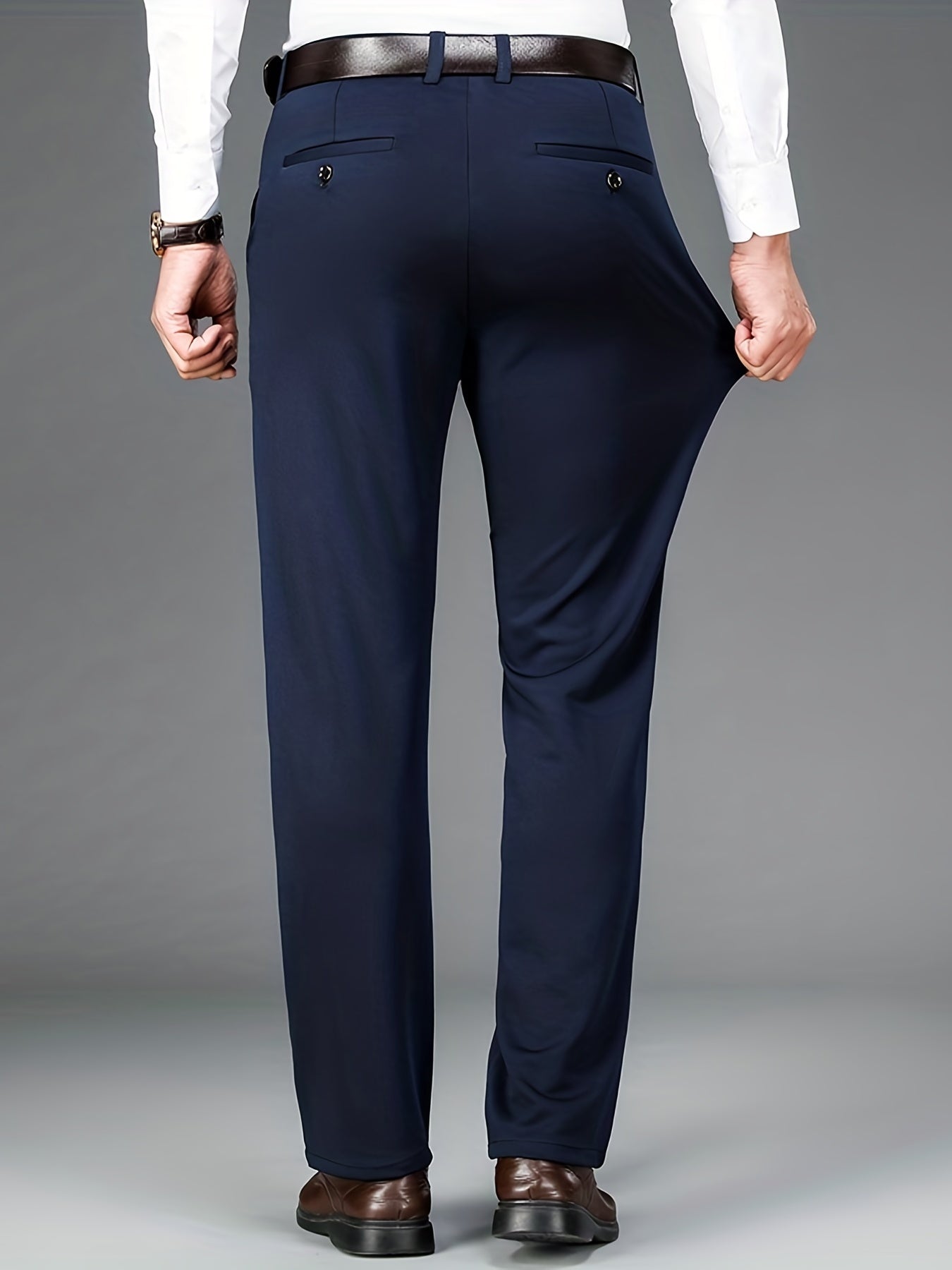 Pantalon Habillé Homme Classique – 93,5% Polyester 6,5% Élasthanne, Coupe Régulière, 6 Coloris XS-XXL