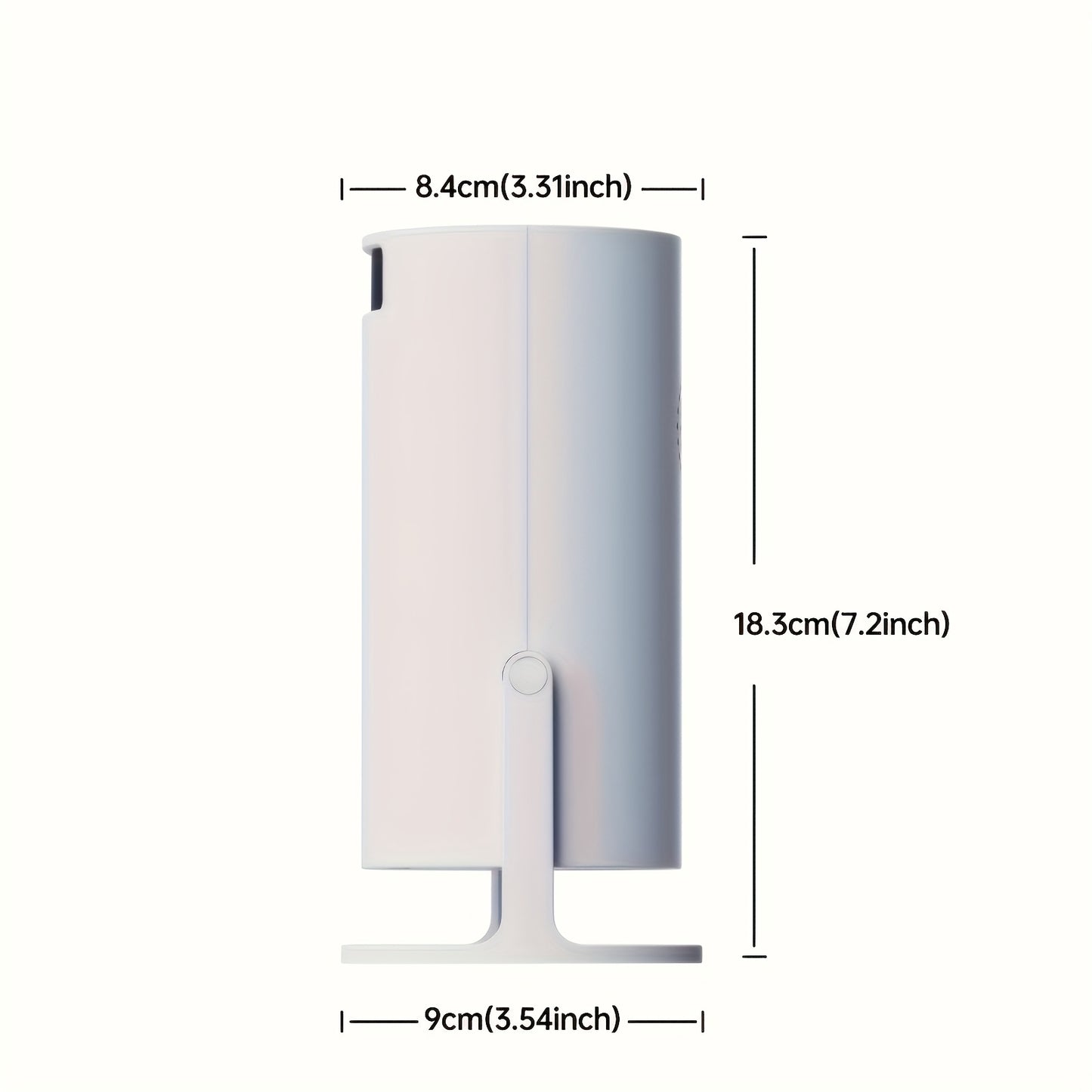 Mini projecteur Full HD 1080p en blanc, avec dimensions de 18,3 cm de hauteur et 9 cm de largeur.