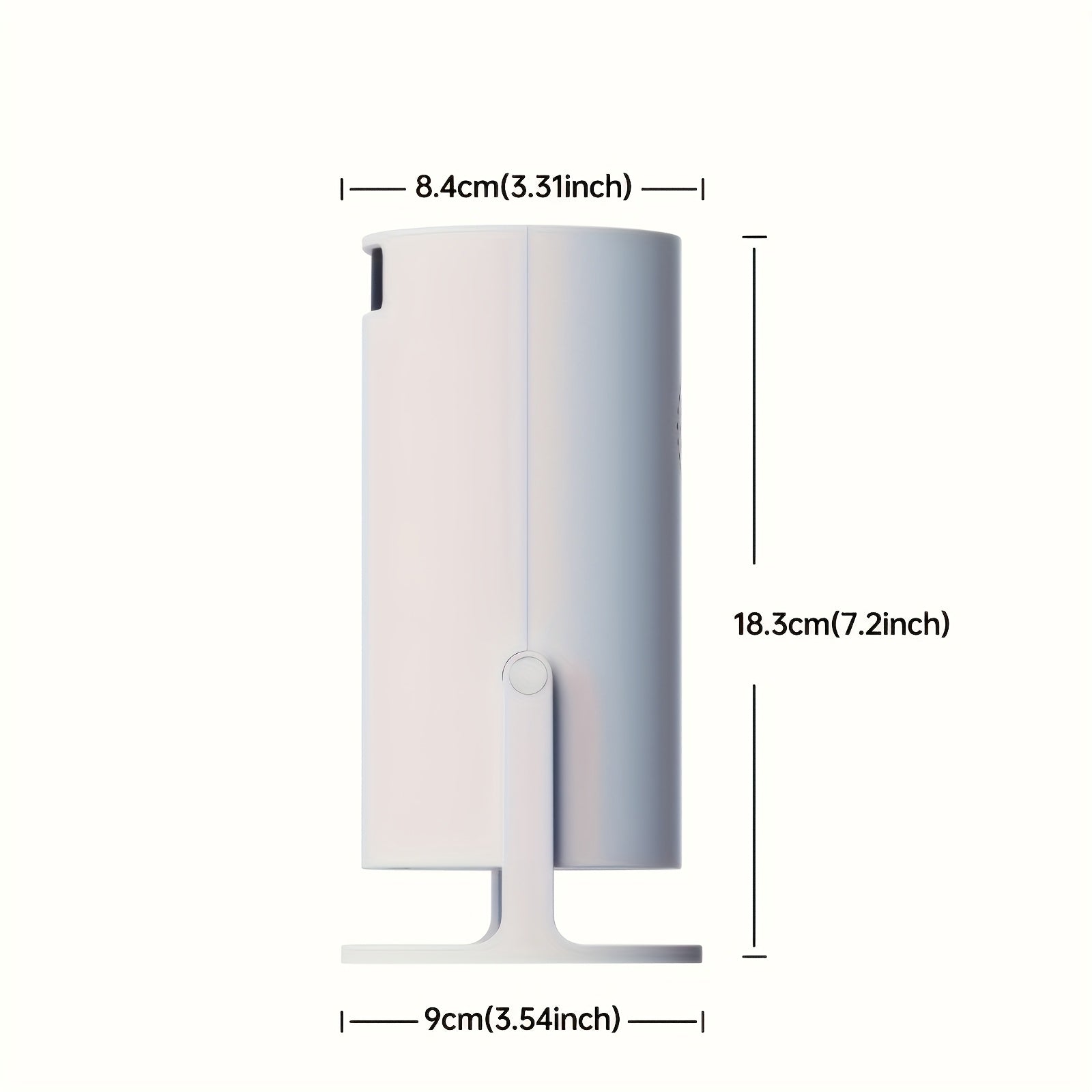 Mini projecteur Full HD 1080p en blanc, avec dimensions de 18,3 cm de hauteur et 9 cm de largeur.