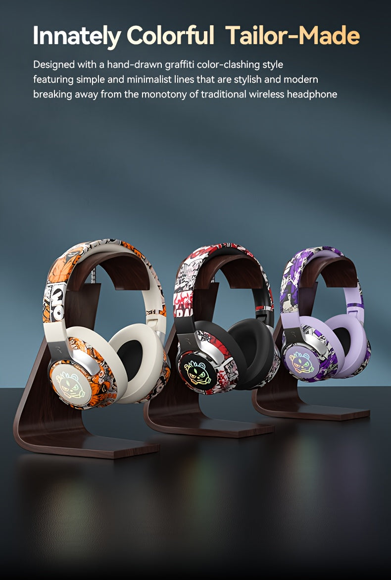 Casque Audio Circum-Aural Style Graffiti – Micro Intégré, Batterie 350mAh & USB-C | 3 Coloris | YUE CUI