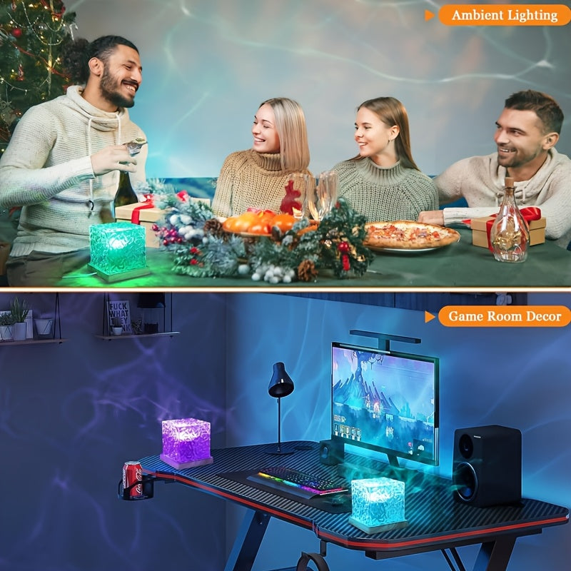 Projecteur de lumière nocturne 16 couleurs, cube lumineux en cristal - Topdecheztop.fr