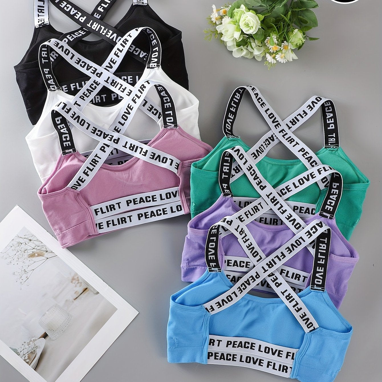 Lot de 6 Brassières de Sport Imprimées JOINBUY – Bretelles Croisées, Rembourrage Amovible | Yoga & Fitness | S au XXL