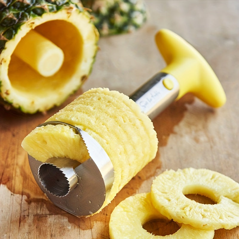Eplucheur vide-ananas en acier inoxydable SHAON - Lame et manche amovibles, anti-rouille, jaune