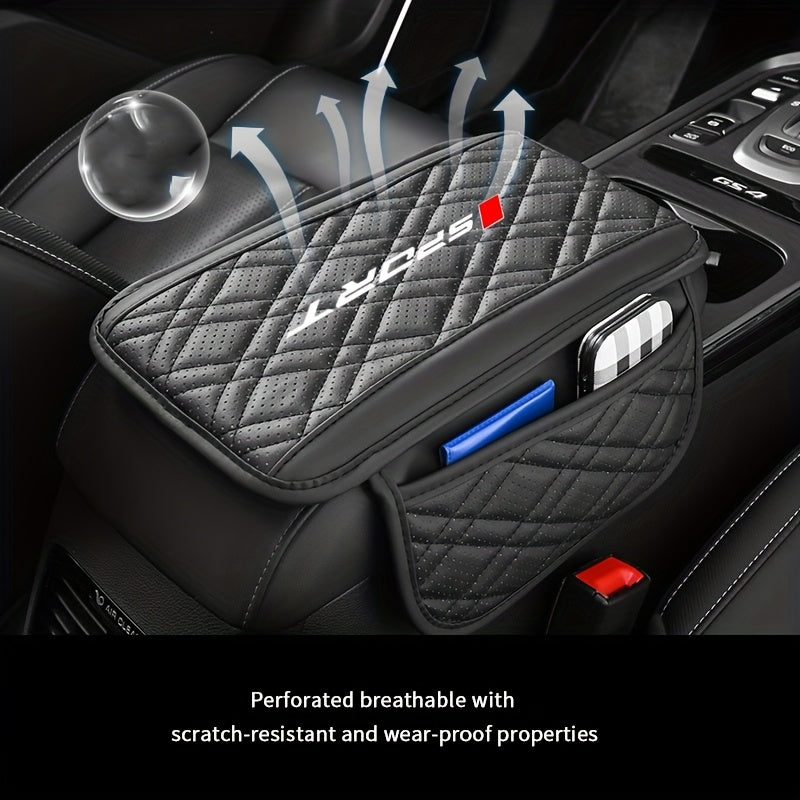 Coussin d'Accoudoir Voiture Cuir PU – Style Sportif avec Poches de Rangement