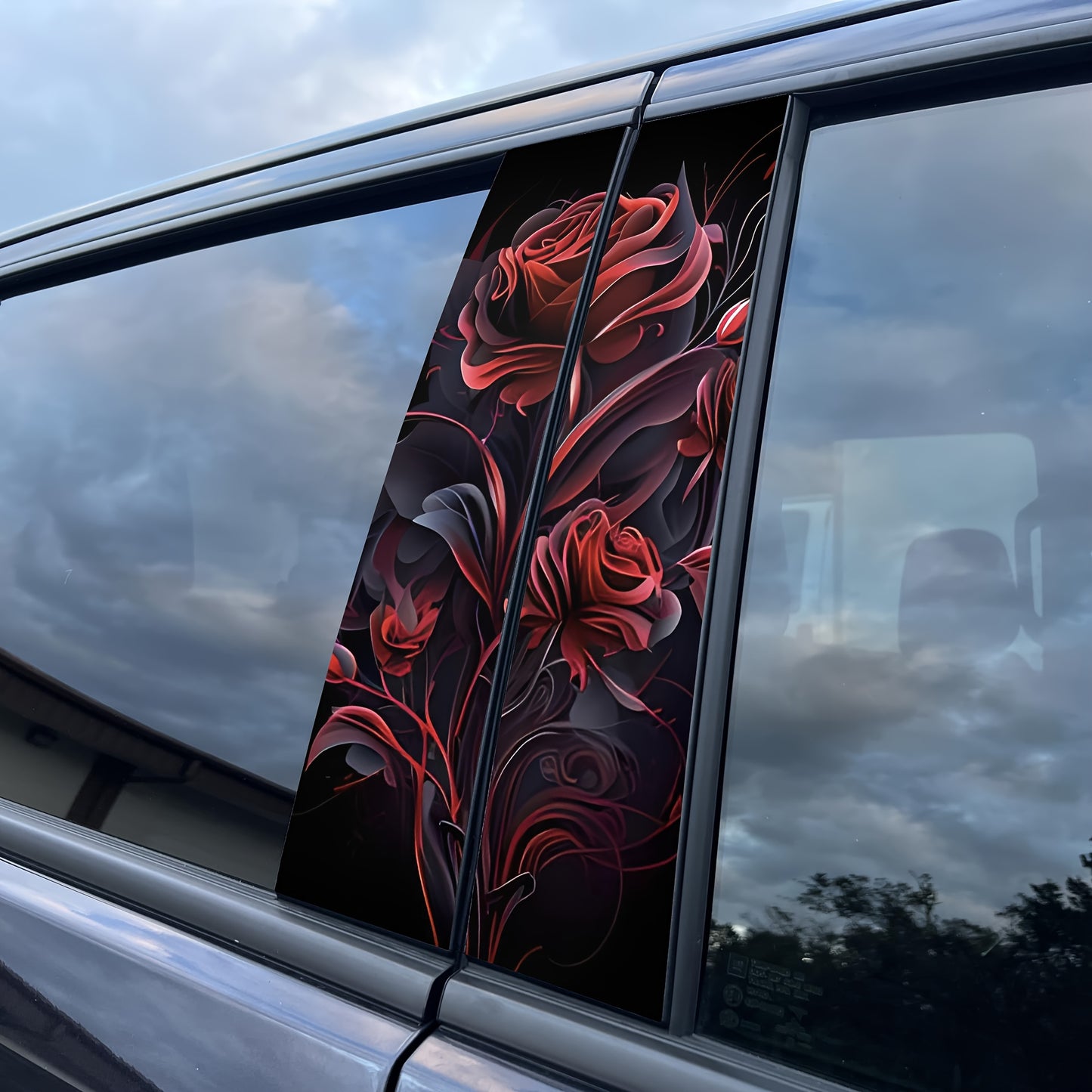 Lot de 2 Autocollants Voiture Rose Rouge - Stickers Vinyle Durable, Decoration Auto