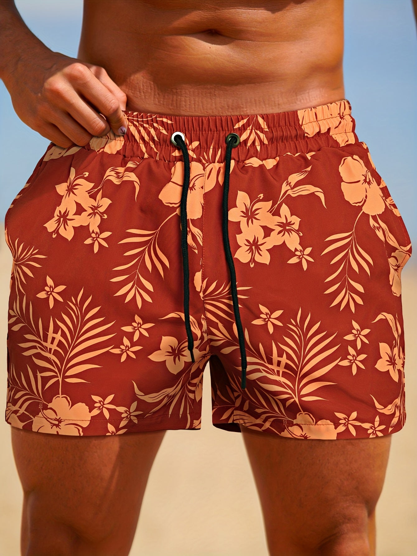 Short de Bain Homme Imprime Floral - Ceinture Elastique, Doublure Maille, 95% Polyester, Style Sport, 5 Coloris, FR XS au FR XXL