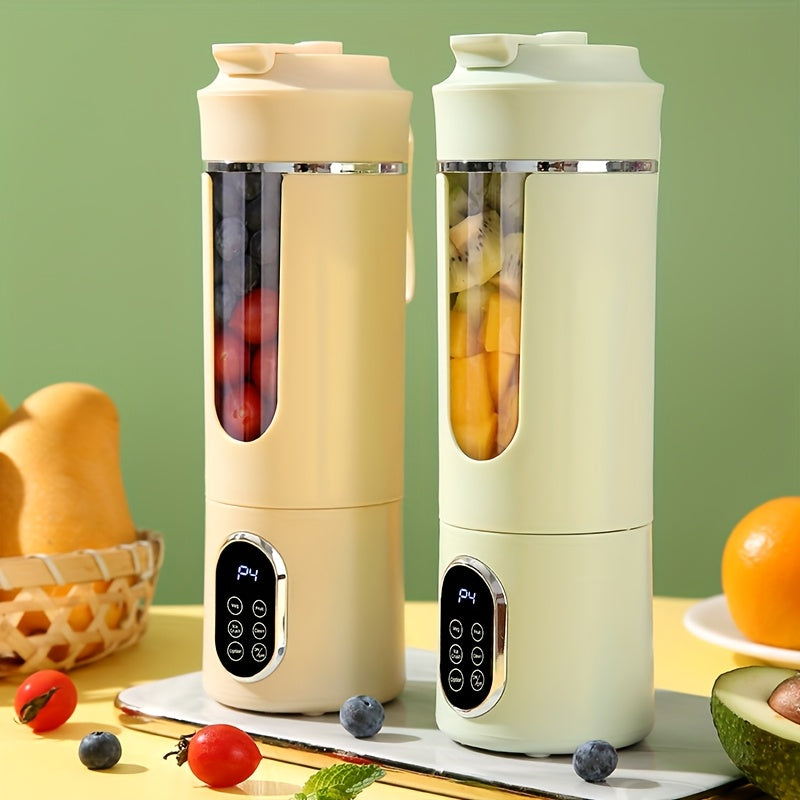 Blender portable rechargeable USB 530 ml LED - Broyeur glace 7.4V, smoothies jus, vert beige blanc