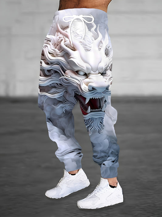 Pantalon Homme Imprimé Dragon 3D — Coupe Ample 100% Polyester | S-XXL | Style Audacieux
