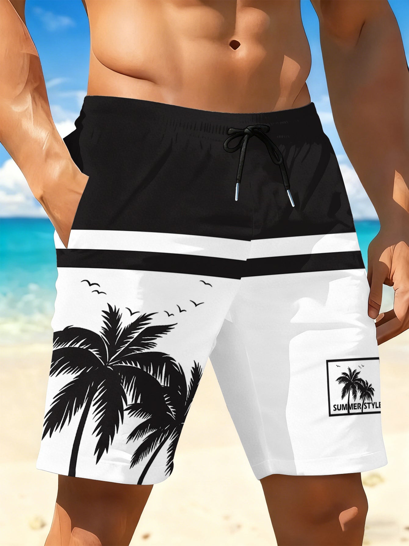 Short de plage homme respirant séchage rapide imprimé aléatoire - Coupe standard été