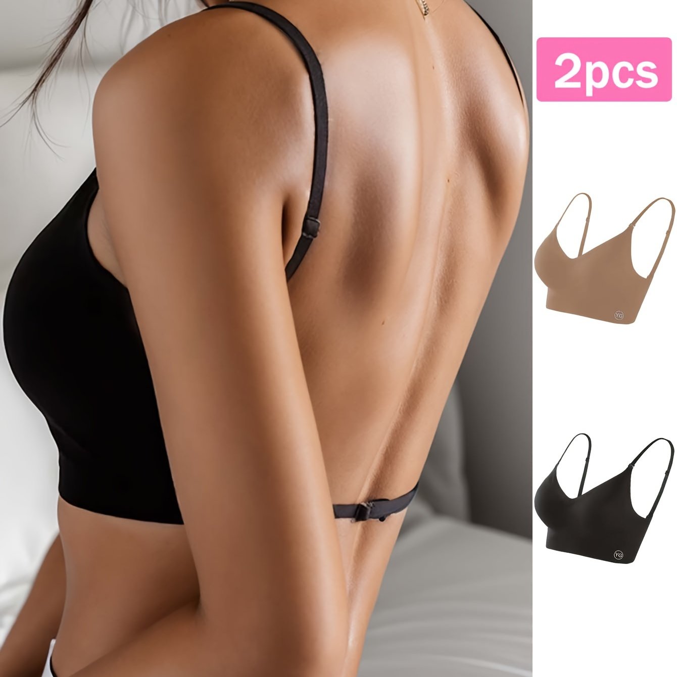Ensemble soutien-gorge  dos nu sans coutures, 2 PCS - Topdecheztop.fr