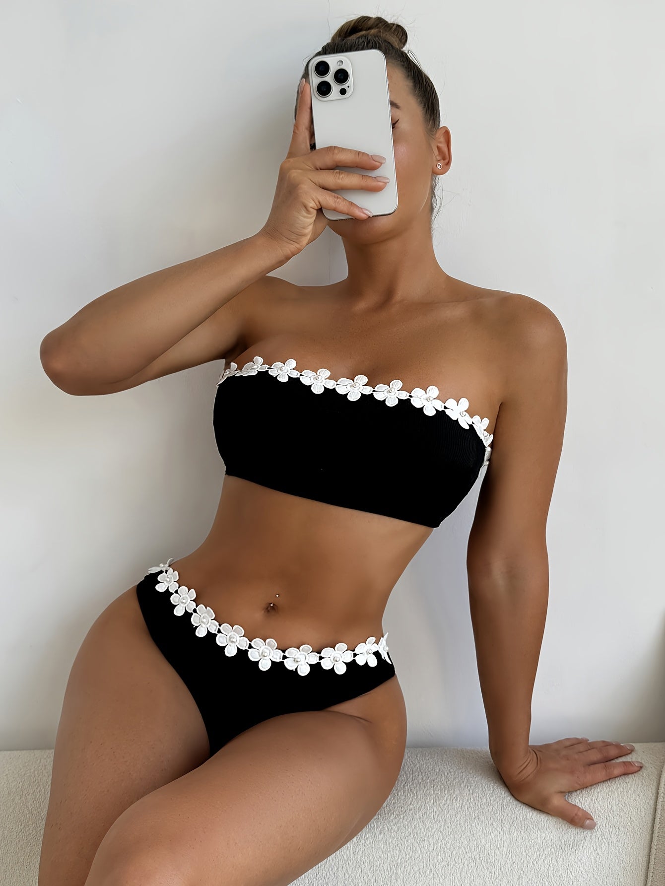 Bikini Deux Pieces Femme - Tissu Stretch Ultra-Extensible, Couleur Unie Chic