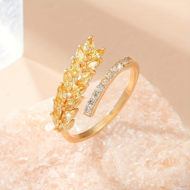 Bague ouverte femme cuivre plaque or 18 carats - Zircone cubique coloree, style elegant, 7 modeles