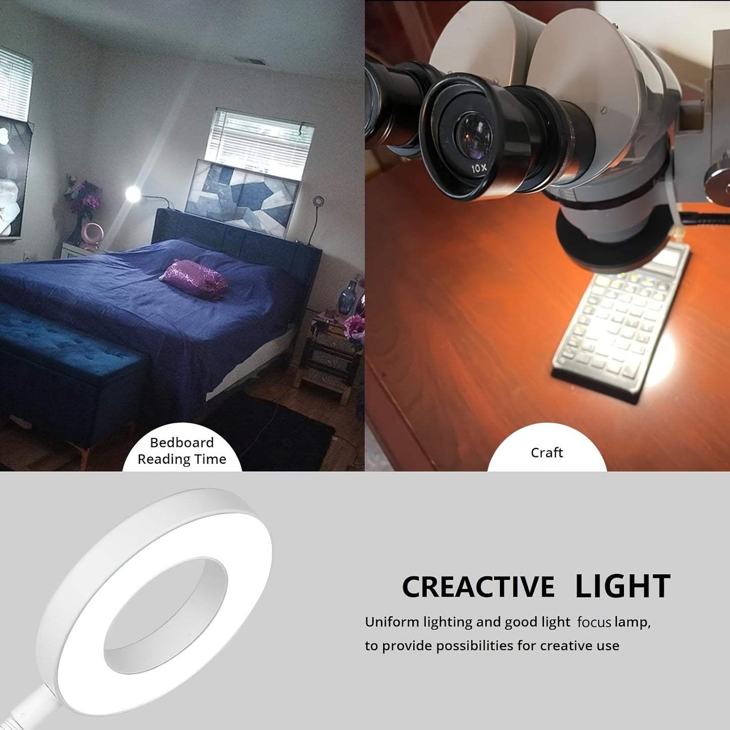 Lampe de bureau LED pince USB - Bras flexible 360° luminosité réglable