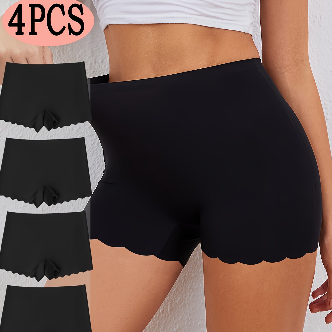 Lot de 4 Culottes Shorty Femme Mi-Haute - Doux, Extensible & Elegant