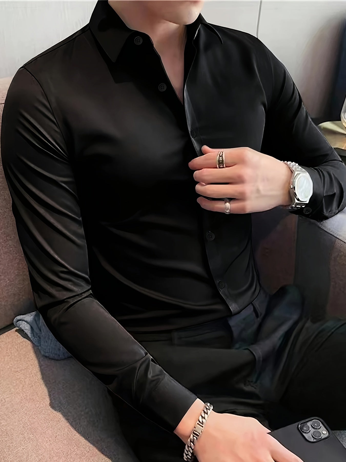 Chemise bleu roi à manches longues pour homme - Topdecheztop.fr