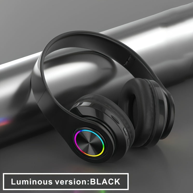 Casque Sans Fil Pliable avec Lumières LED – Gaming & Musique, Batterie 200mAh & USB-C | Noir & Blanc