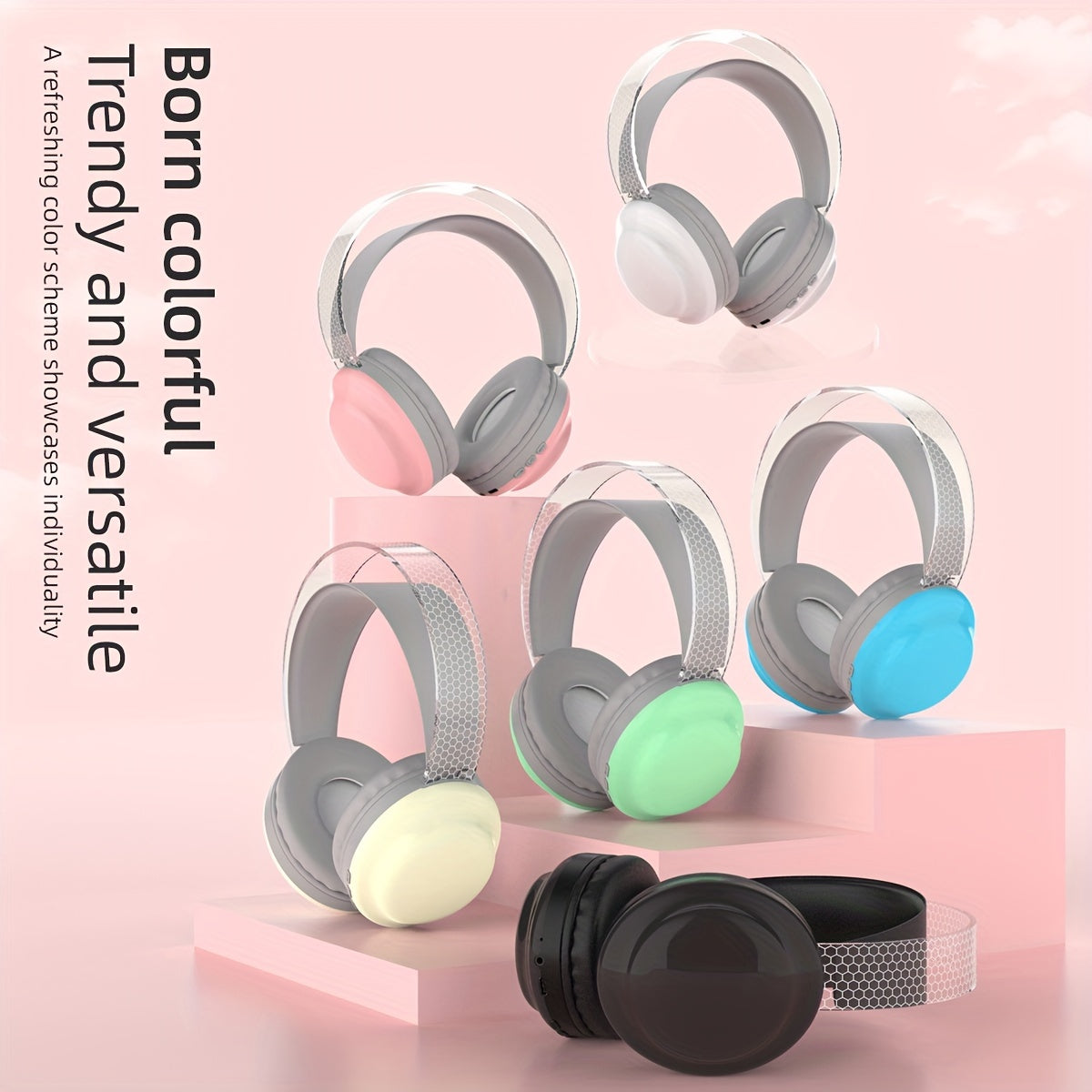 Casque Sans Fil Bluetooth 5.3 – Léger, Micro Intégré, Lumières LED & Batterie 360mAh | 5 Coloris