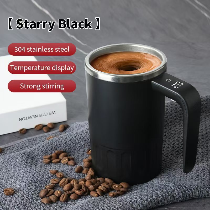Mug electrique LED temperature - Rechargeable USB, portable, cafe chocolat moka, noir ou blanc