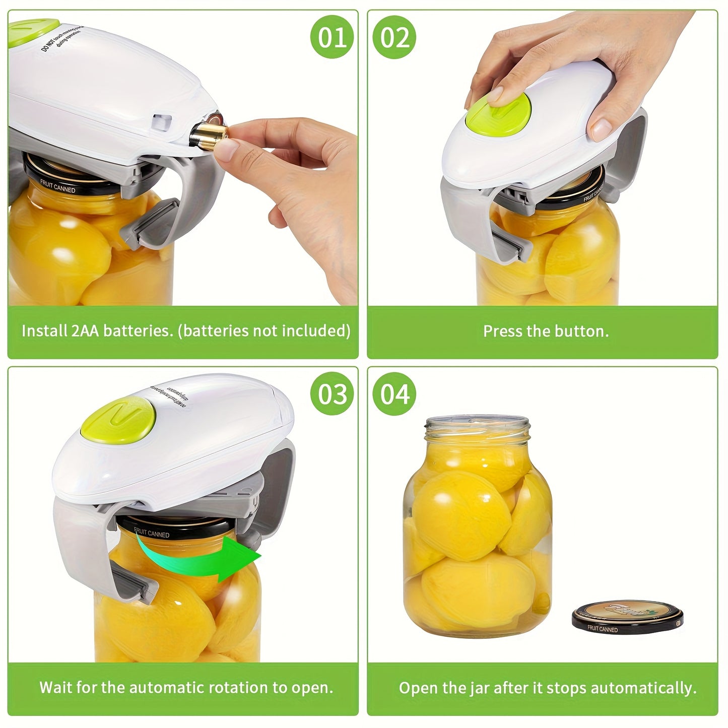 Ouvre-Boîte Électrique Automatique Mains Libres – Durable, Bocaux & Conserves