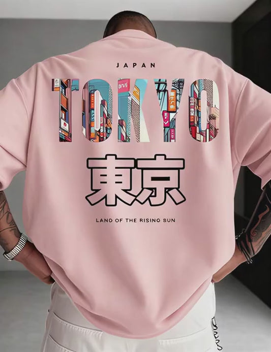 T-Shirt Homme Imprime Tokyo - Slogan Streetwear, Coupe Large, Manches Courtes, 10 Coloris