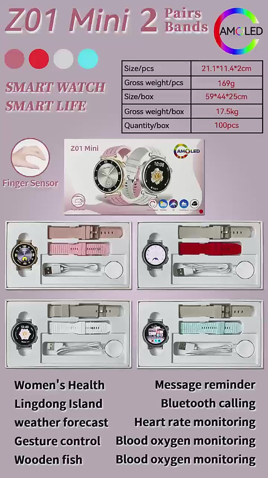 Montre Connectée Z01 MINI Femme – Appels Bluetooth, IP67, Écran HD 1,27"