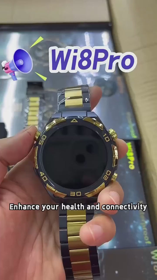 Montre Connectee Wi8PRO - Ecran IPS Rond, Appel Bluetooth, Frequence Cardiaque, Pression Arterielle, IP68