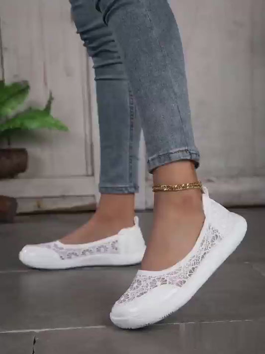 Baskets Femme Bout Large Semelle MD Confortables Toutes Saisons Blanc