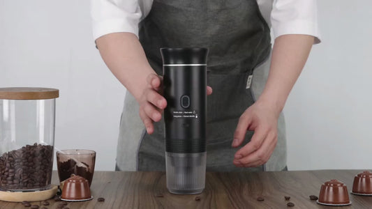 Machine à Café Expresso Sans Fil 3 en 1 — Portable, Rechargeable USB, Noir