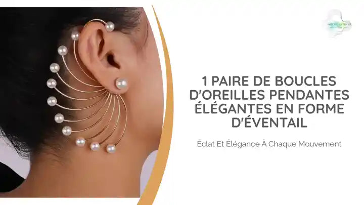 1 paire de boucles d'oreilles pendantes &eacute;l&eacute;gantes en forme d'&eacute;ventail by@Outfy